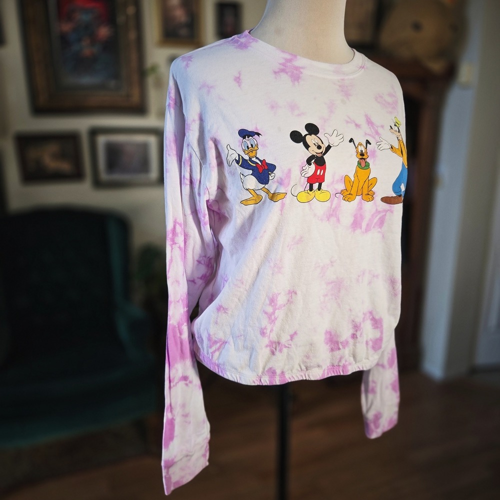 Disney Mickey Mouse Shirt Tee Character Tie Dye Long Sleeve Pluto Goofy Mickey L